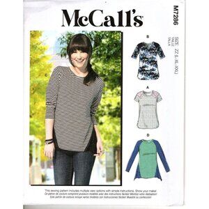 McCall's M7286 Misses L to XXL Easy Tops Uncut Sewing Pattern New